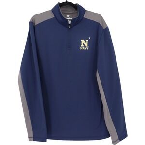 Navy Midshipmen Football Fanatics Mens Size Large Navy Blue Pullover Long Sleeve